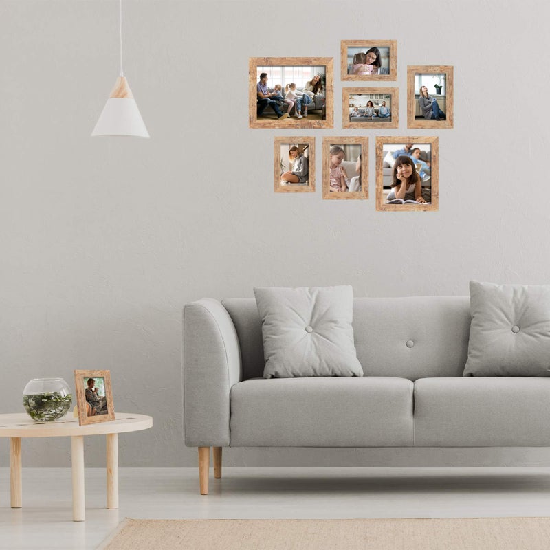 iRahmen 8x10 Picture Frame Set of 4, High Definition Real Glass Rustic Brown Frame, 8 x 10 Wood Photo Frames for Desktop Display and Wall Mounting - Image 5
